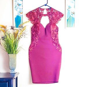 Maroon Knee Length Dress, Medium